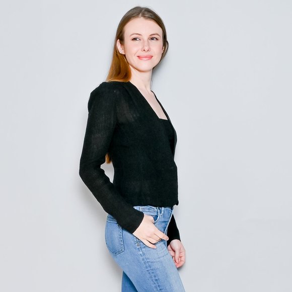 ISABEL MARANT Black Linen Fitted Blazer Sz 1 - Picture 4 of 8